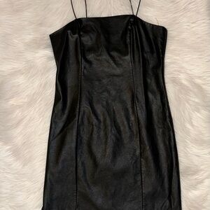 Wild Fable Black Leather Strapless Mini Dress